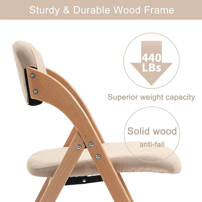 Chaises pliantes empilables en bois pour salle à manger avec assise rembourrée (lot de 4)
