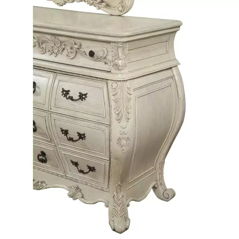 Cassettiera con finitura bianco anticato