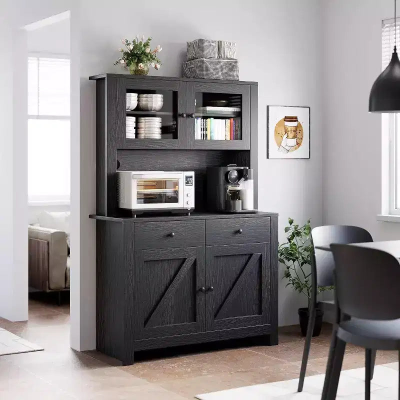 Dispensa da cucina con supporto per microonde, mobile a credenza con buffet e ripiani regolabili, per cucina e sala da pranzo