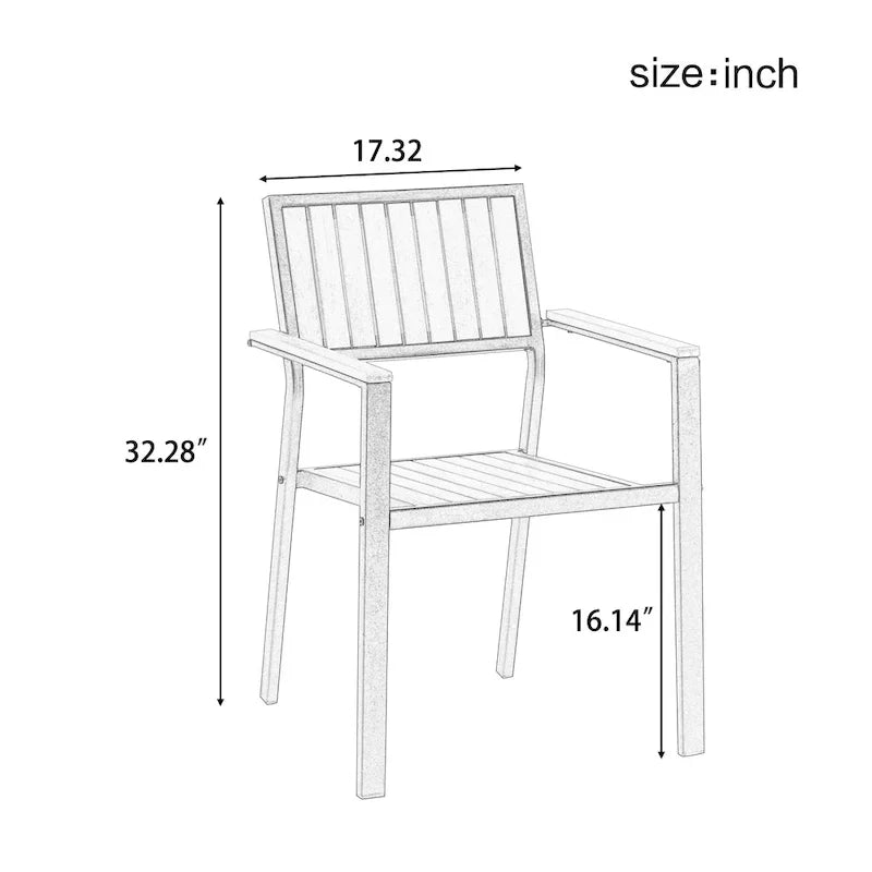 7-teiliges ausziehbares Outdoor-Essset mit ausziehbarem Tisch und 6 Armlehnstühlen