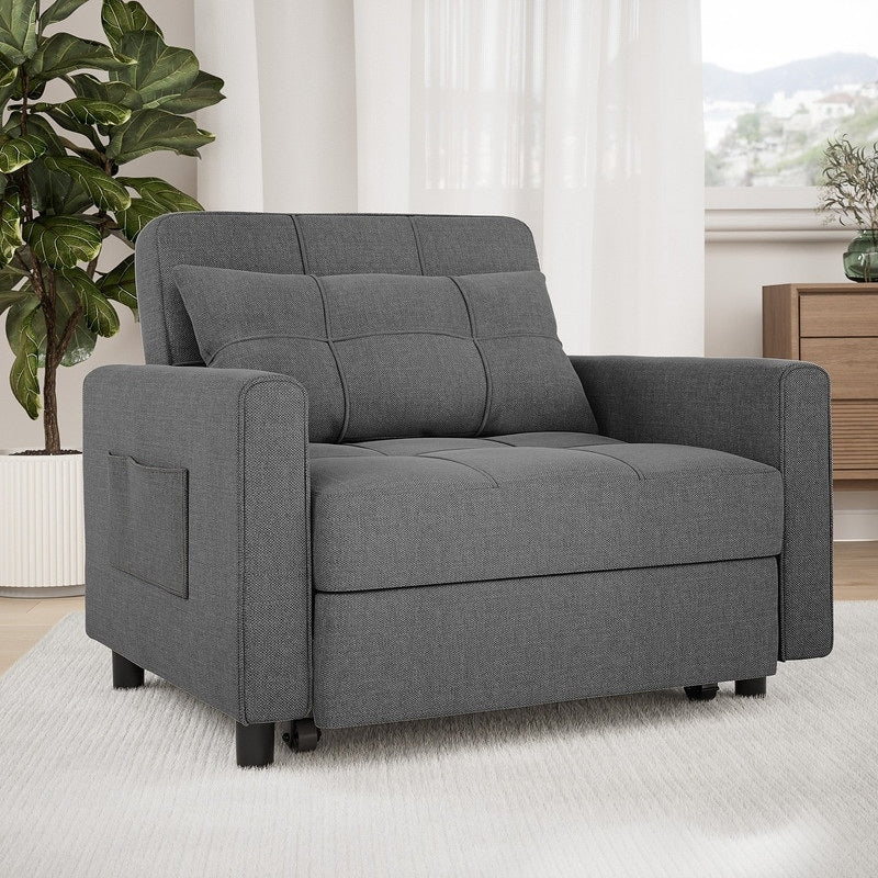 Divano letto trasformabile 3 in 1 con schienale regolabile, poltrona-divano estraibile, letto pieghevole convertibile per soggiorno