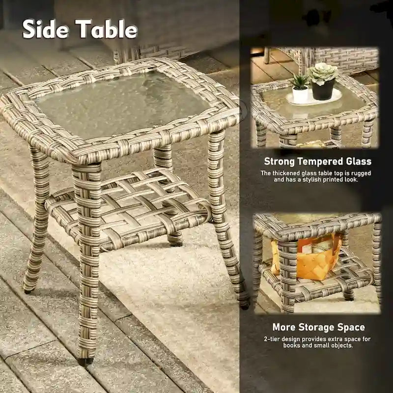 Ensemble de mobilier de jardin extérieur XIZZI de 9 pièces avec fauteuil pivotant