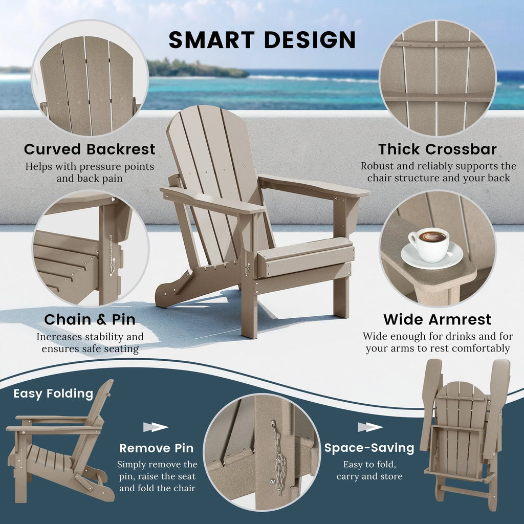 Polytrends Laguna Adirondack-Klappstuhl für die Terrasse, lichtecht und wetterbeständig