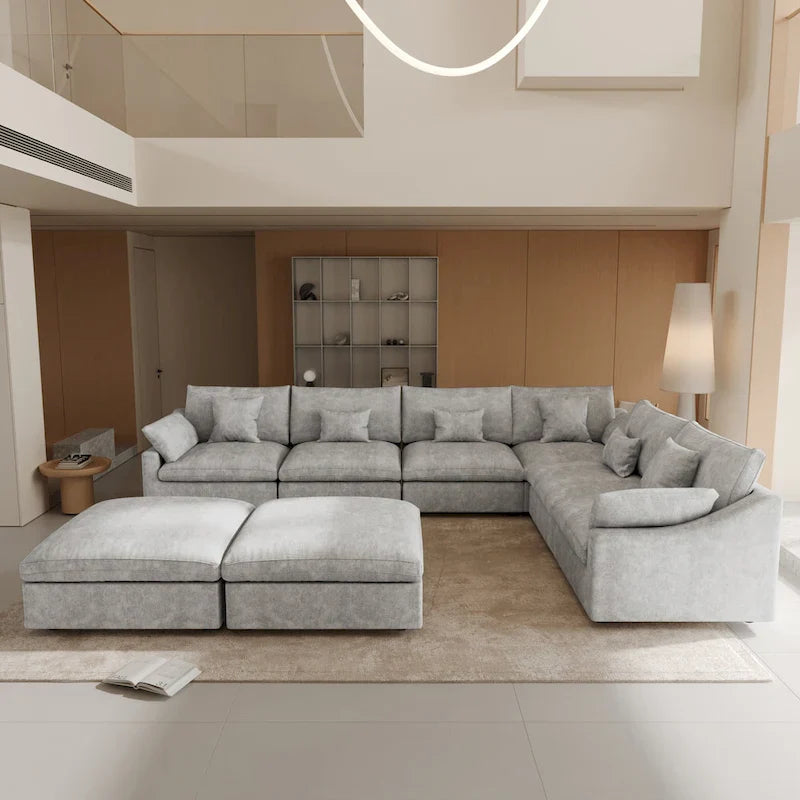 Großes Ecksofa aus Leinen für das Wohnzimmer