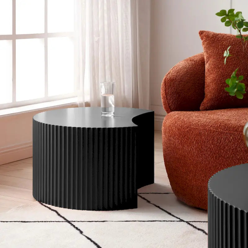 Set di tavolini rotondi da salotto impilabili, stile glam moderno (set da 2), non assemblato