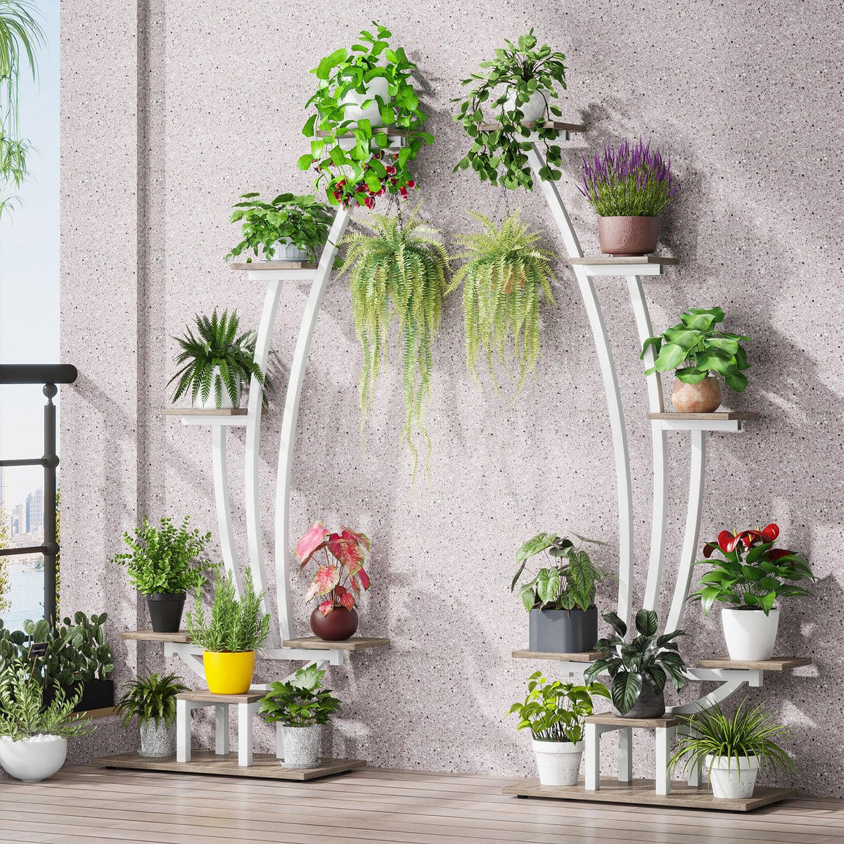 Support pour plantes d’intérieur, présentoir à fleurs à 6 niveaux pour la maison et le jardin - lot de 2