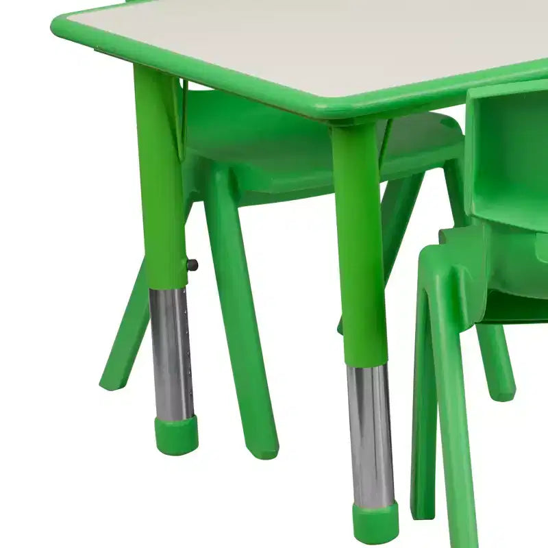 Emma und Oliver, rechteckiger höhenverstellbarer Aktivitätstisch aus Kunststoff, 23.625W x 47.25L, Set mit 6 Stühlen