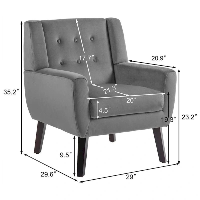 Ensemble de 2 fauteuils d’appoint rembourrés en velours pour le salon