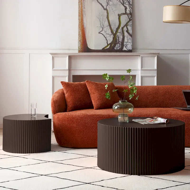 Set di tavolini rotondi da salotto impilabili, stile glam moderno (set da 2), non assemblato