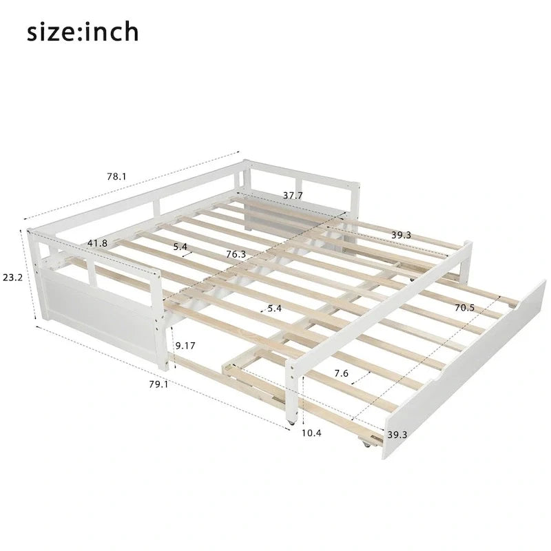 Divano letto allungabile con letto estraibile, divano letto in legno con letto estraibile