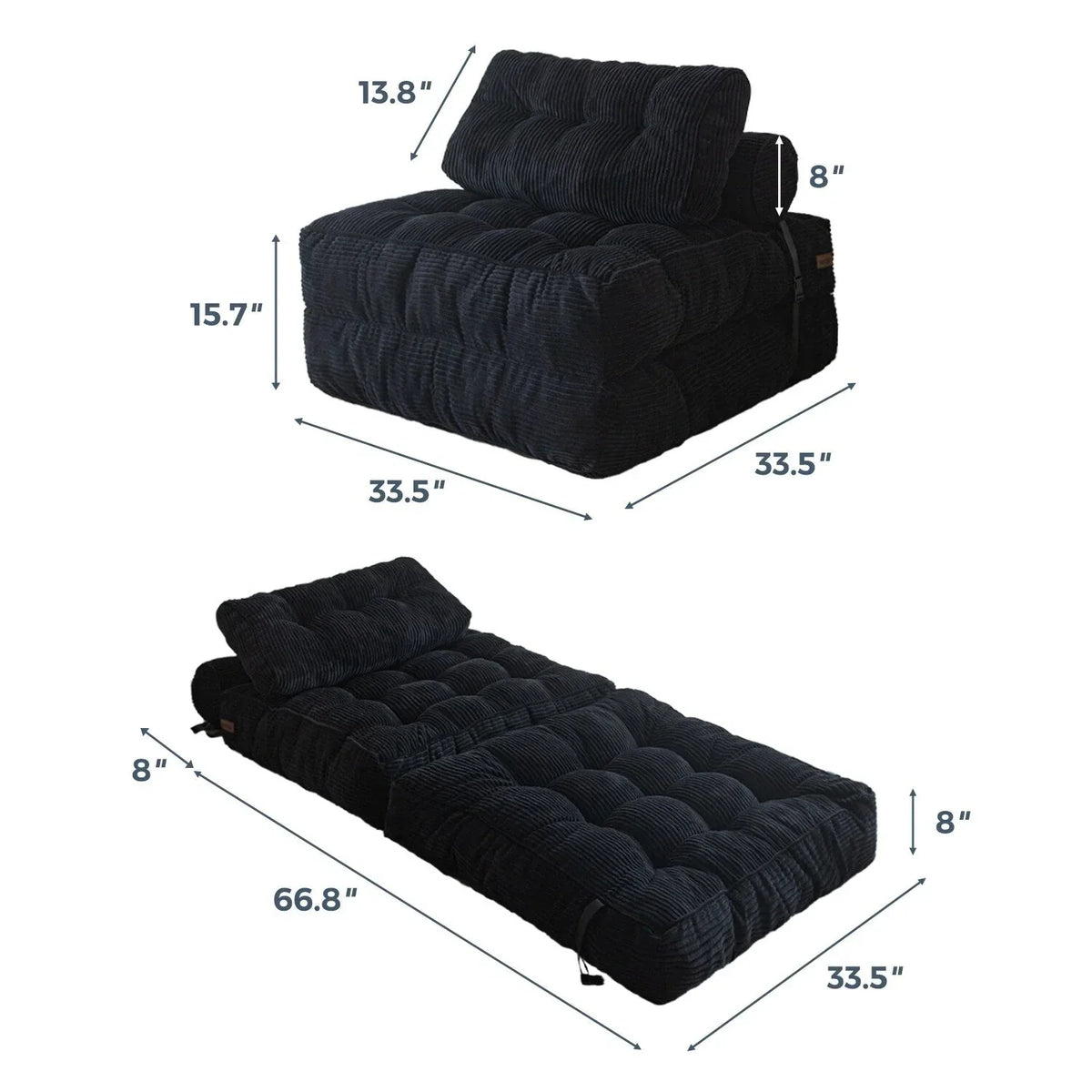 8 Cordsofa, Klappsofabett, Einzel