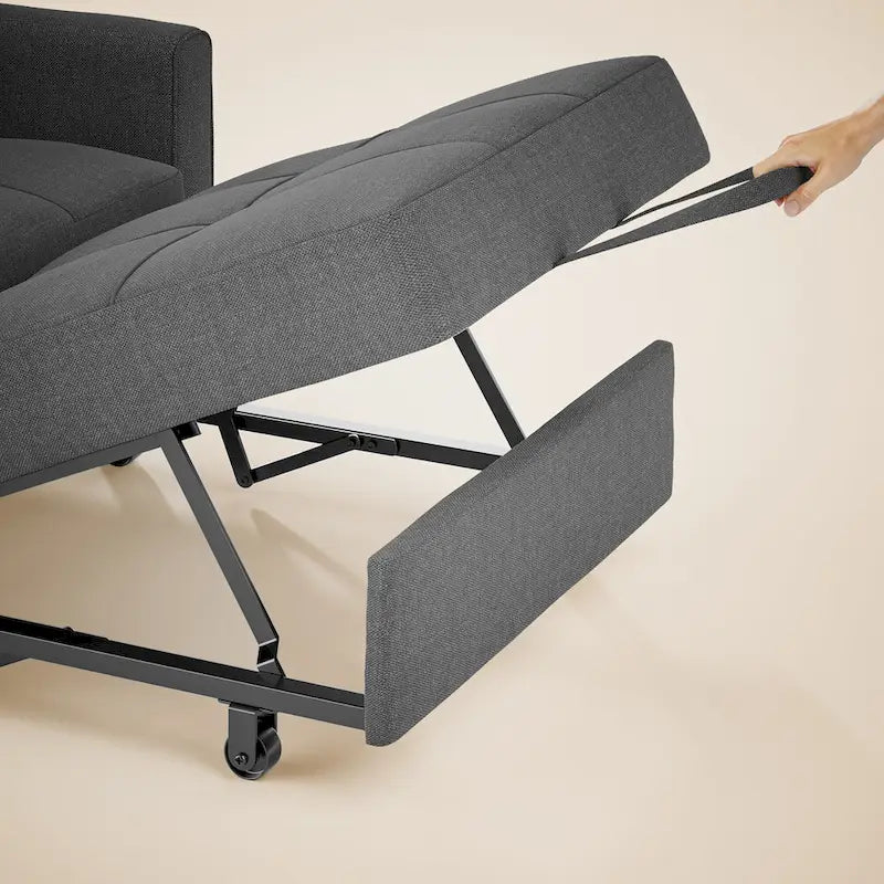 Fauteuil convertible 3-en-1 avec lit escamotable, canapé lounge rembourré convertible, réglable et pliable