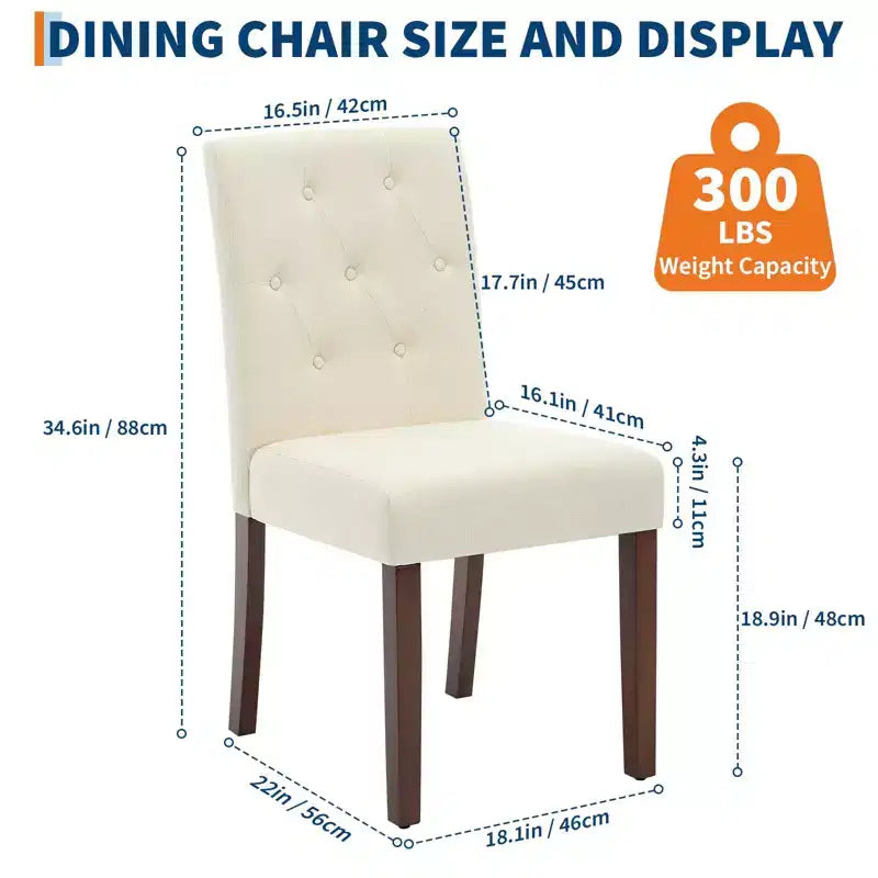 Set van 6 / 4 Parsons-eetkamerstoelen met knoopstiksels - gestoffeerde keukenstoelen van stof met houten poten en gevoerde zittingen - meubels voor woonkamer en keuken