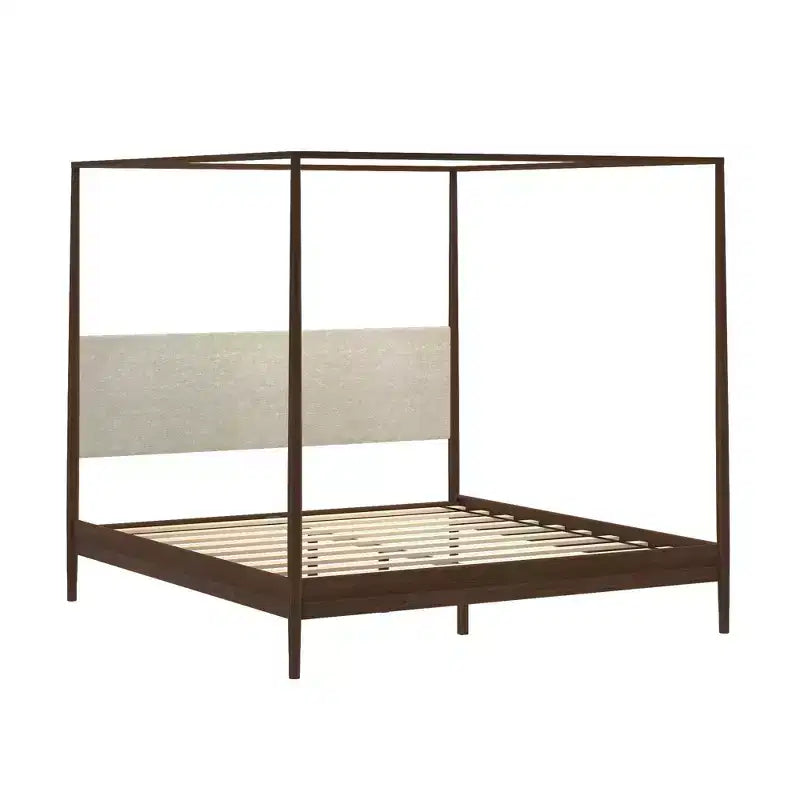 Harbor Himmelbett in King-Size mit gepolstertem Kopfteil, Blond/Swiss Coffee (MD2411-01)
