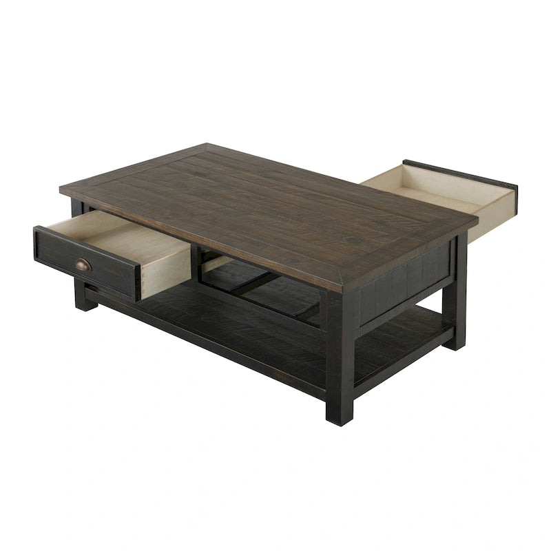 Tavolino da caffè Downington in legno massello con 2 cassetti di The Gray Barn