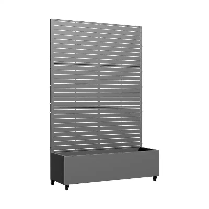 MAYEERTY Jardinière avec treillis en fer gris, style classique à persiennes, 72x35x16in, lot de 3 pièces