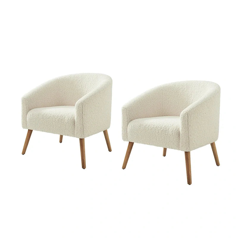 Set di 2 poltrone moderne Sheila da 30 W in bouclé con gambe in legno massello di HULALA HOME