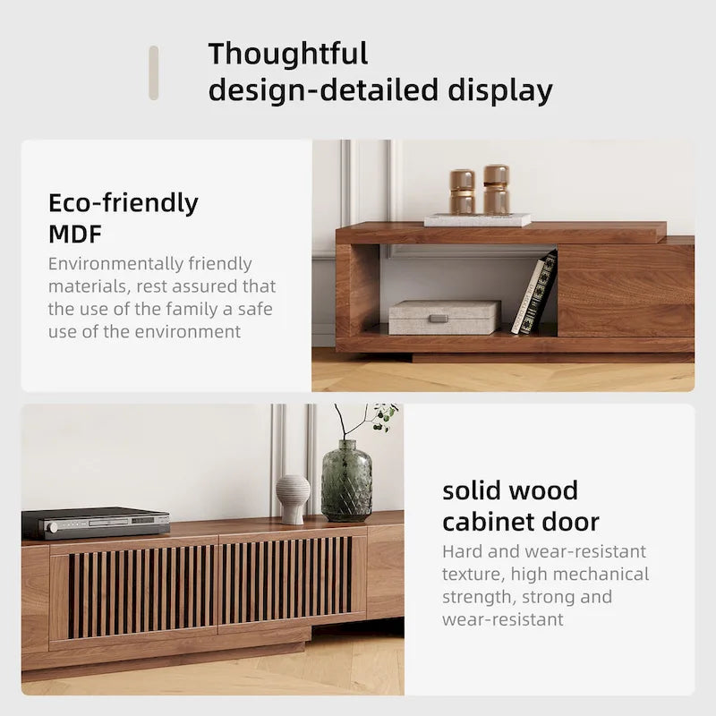Meuble TV moderne rétractable et extensible avec 4 tiroirs, jusqu’à 103 pouces - 78.54D x 15.74W x 13.78H