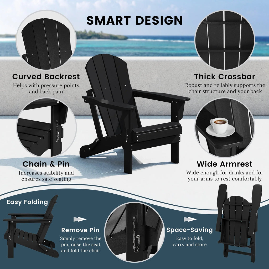 Polytrends Laguna Adirondack-Klappstuhl für die Terrasse, lichtecht und wetterbeständig