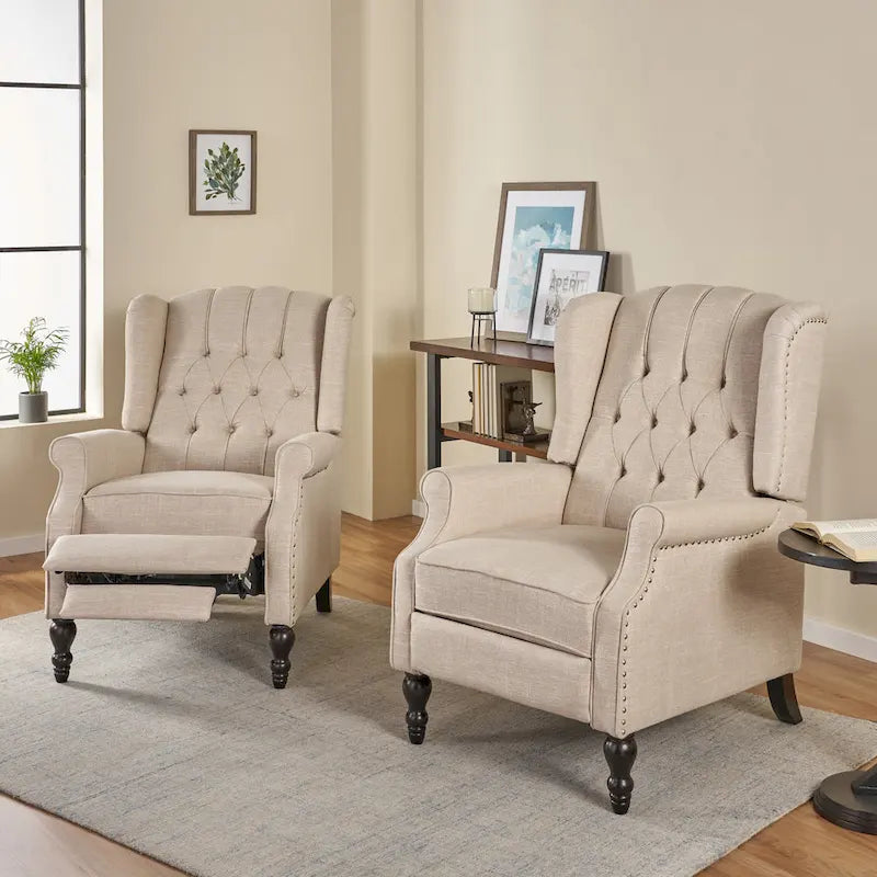 Fauteuils inclinables en tissu capitonné Walter (ensemble de 2) par Christopher Knight Home