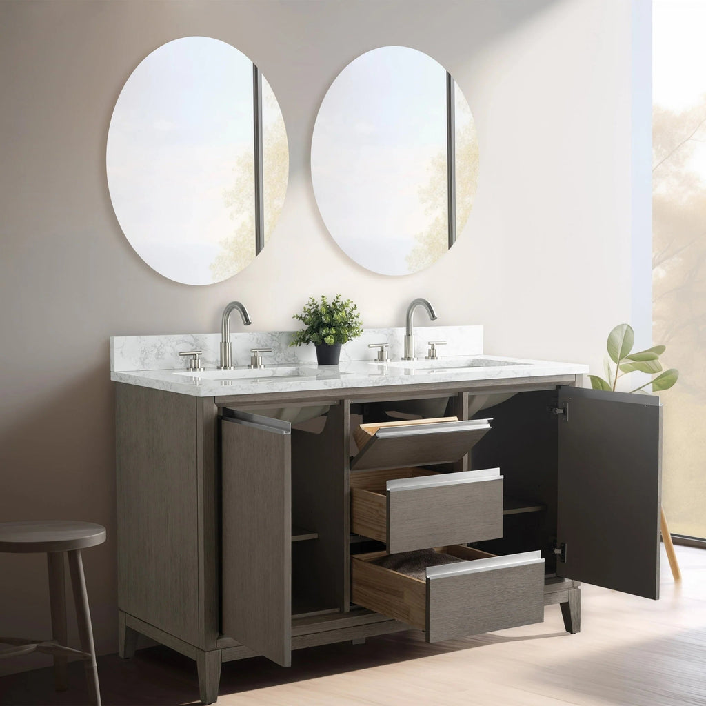 Meuble-lavabo de salle de bain Vanity Art avec lavabo en céramique et comptoir en marbre reconstitué
