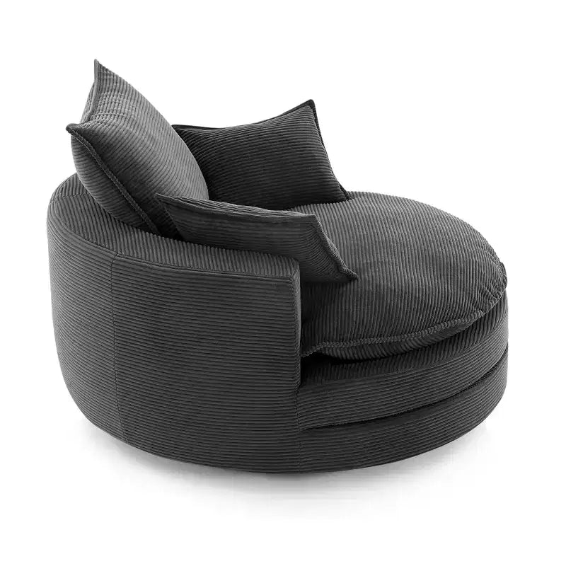 Fauteuil d’appoint pivotant à 360°, fauteuil tonneau rond pivotant avec coussin pour le salon