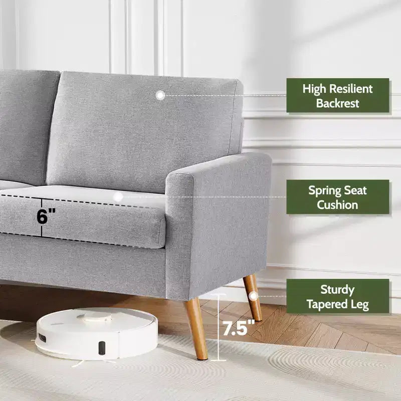 68 Mid-Century Modern Corduroy Loveseat Sofa with Spring Pad
