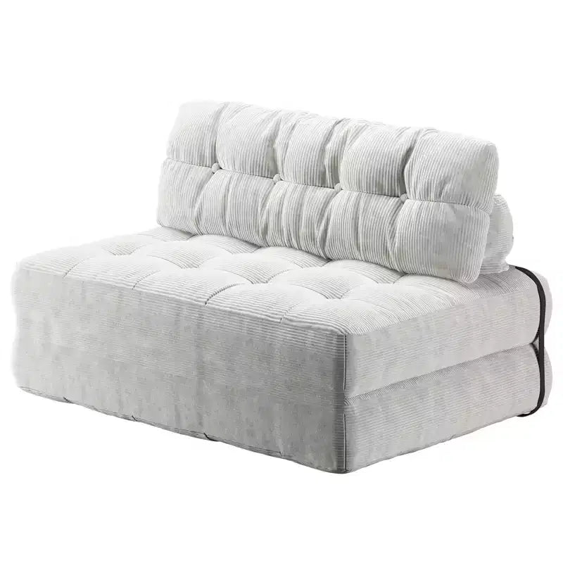 Futon pliant convertible en lit, format deux places, en velours côtelé, fauteuil-lit de sol avec coussin et soutien dorsal