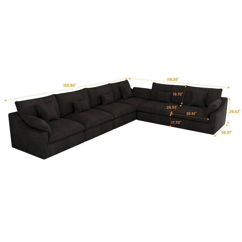 Großes Ecksofa aus Leinen für das Wohnzimmer