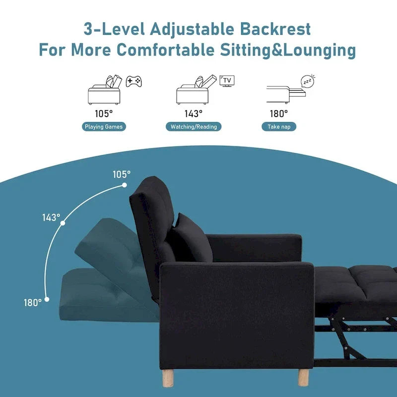 Fauteuil-lit convertible Aukfa, fauteuil une place avec oreiller