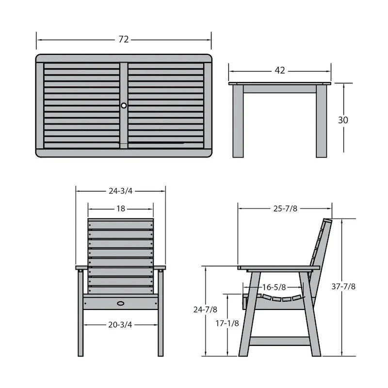 HIGHWOOD PROFESSIONAL 7-delige eethoek voor buiten 42x72