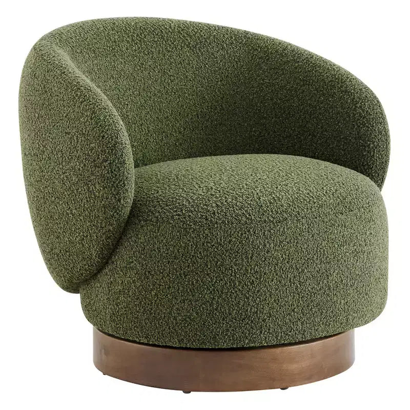 Spruce&Spring gestoffeerde draaibare fauteuil met kuipvormige rugleuning en houten onderstel