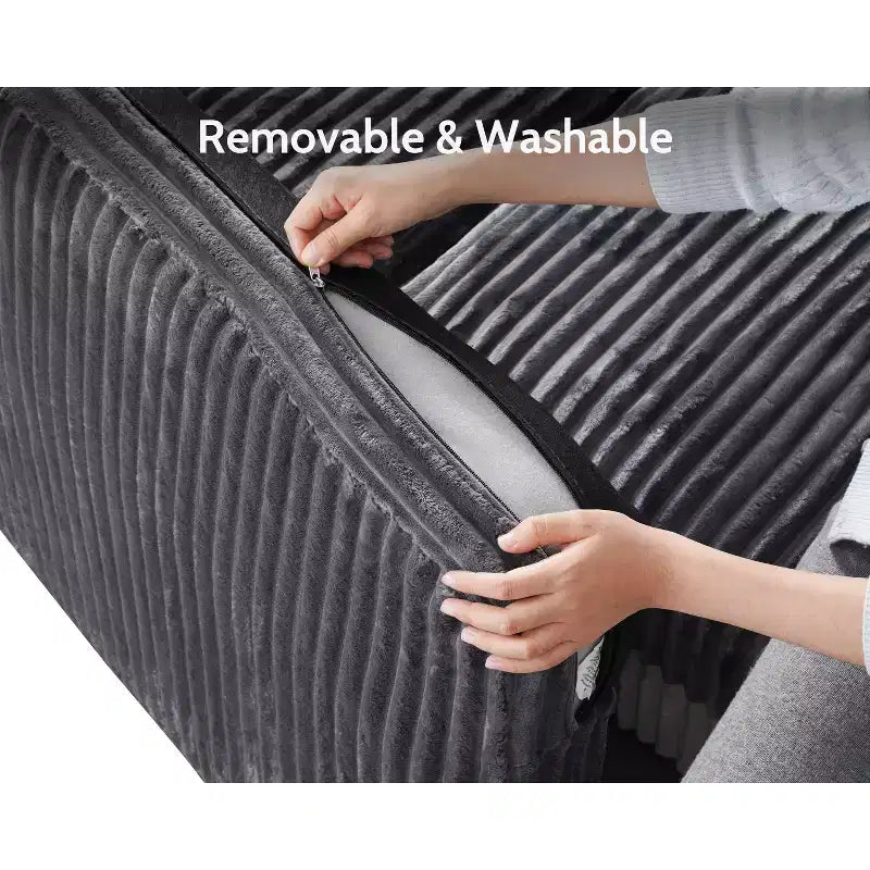 Divano componibile modulare in velluto a coste Dyonery con rivestimenti lavabili