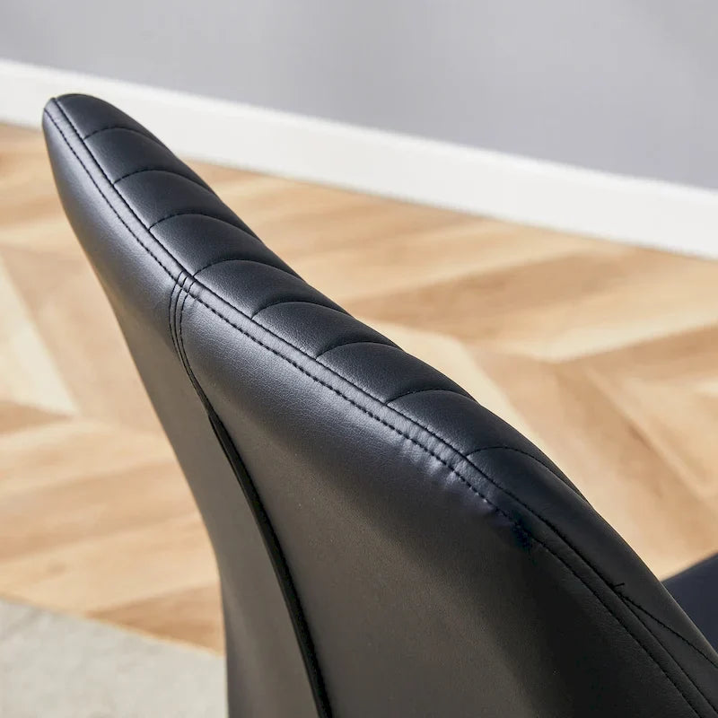 Ensemble de 6 chaises simples et élégantes, chaises de salle à manger en PU haute résilience avec pieds en métal argenté, chaises d'appoint sans accoudoirs pour la cuisine