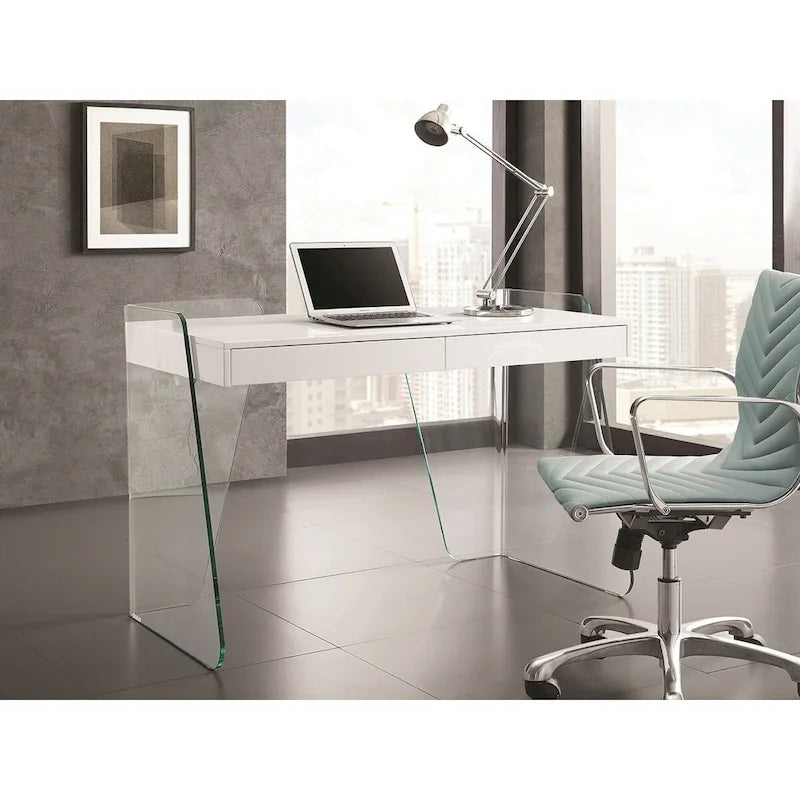 Bureau de bureau ARCHIE avec verre transparent.