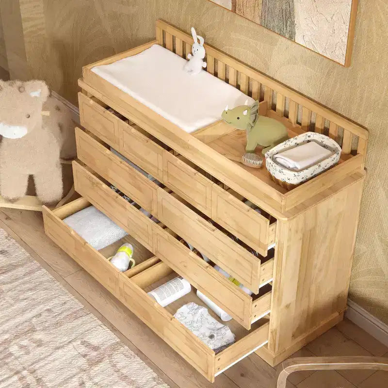 Fasciatoio e cassettiera Homsee in legno massello di pino: piano rimovibile, cassetti, elemento essenziale tutto in uno per la cameretta dei genitori