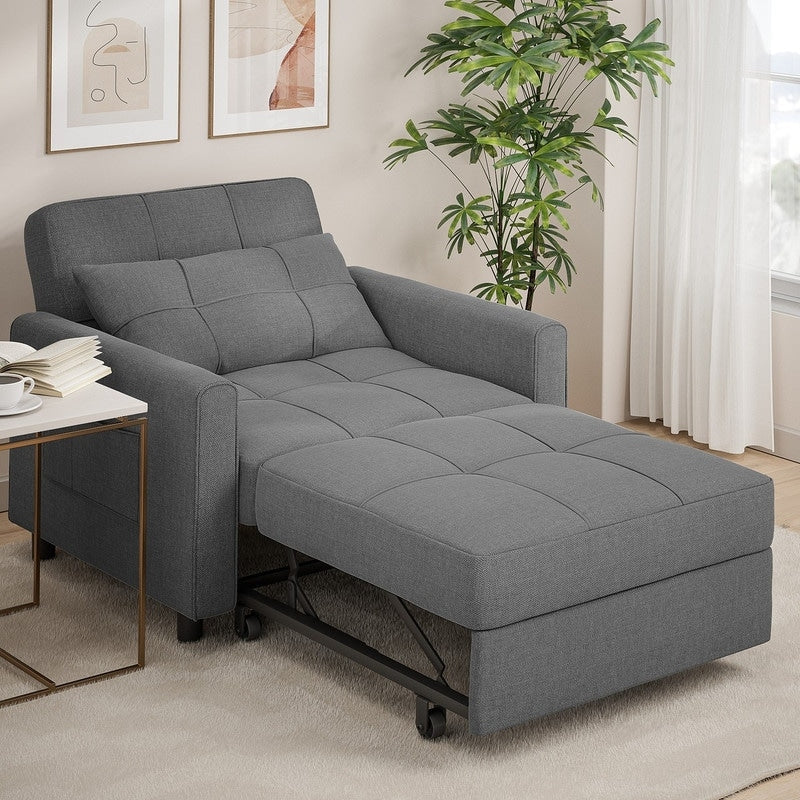 Divano letto trasformabile 3 in 1 con schienale regolabile, poltrona-divano estraibile, letto pieghevole convertibile per soggiorno