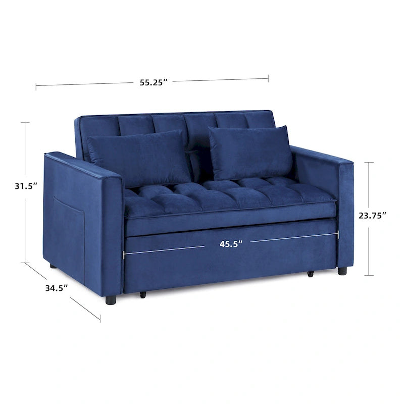 Klassisches ausziehbares, getuftetes und umbaubares Schlafsofa - 55W x 68L x 20H