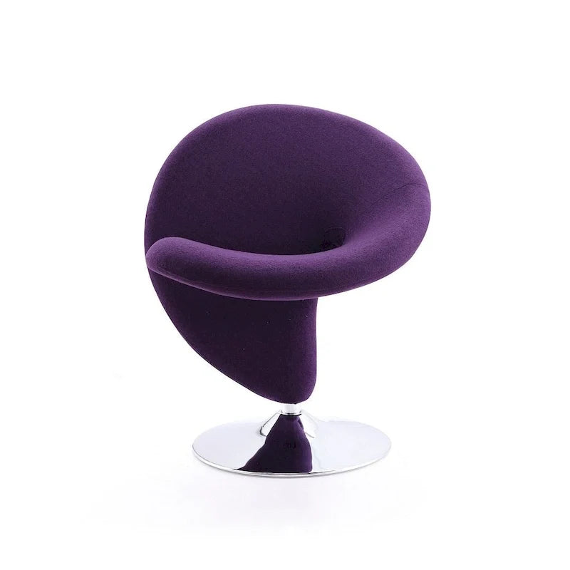 Manhattan Comfort Curl-draaifauteuil met chroom en wolmix (set van 2)