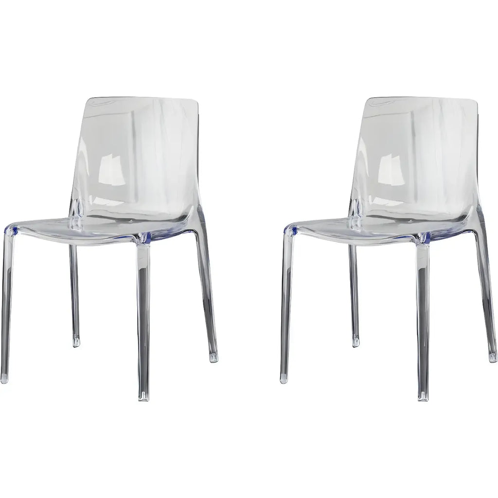 Chaise de salle à manger ambre en acrylique, sans accoudoirs et à dossier bas