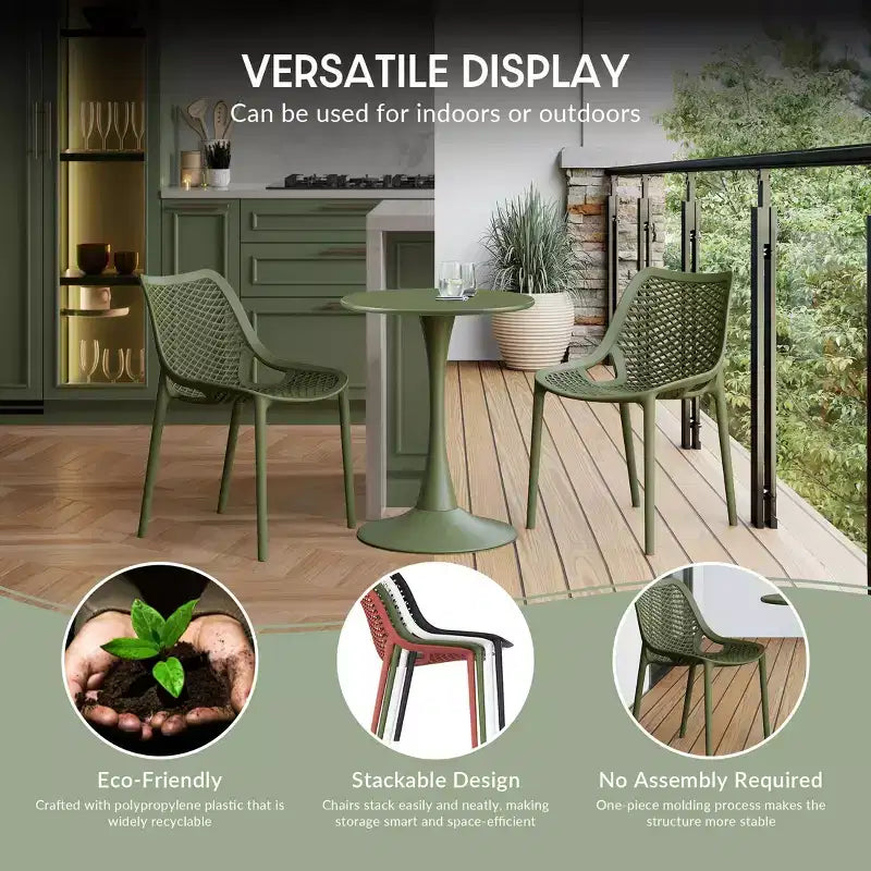 Ensemble de patio WestinTrends Playa de 5 pièces avec table carrée de repas d’extérieur et chaises empilables