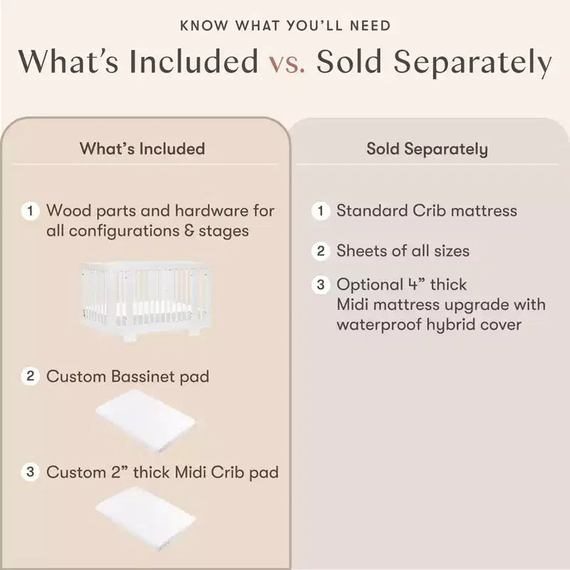 Lit bébé convertible Babyletto Yuzu 8-en-1 avec kits de conversion pour toutes les étapes