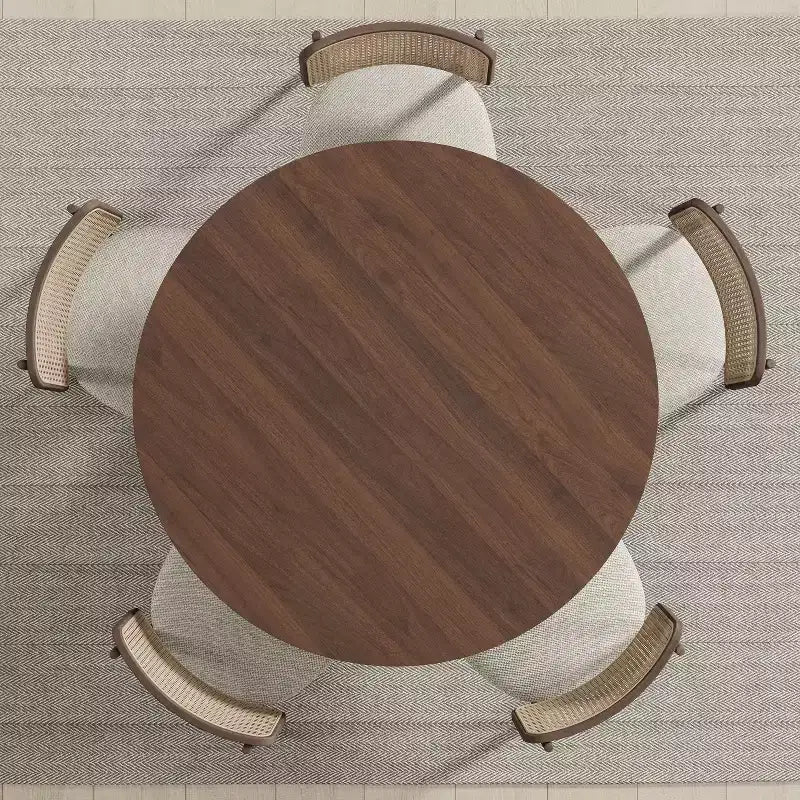 PexFix runder Esstisch aus Massivholz, 45 x45, mit Walnuss-Finish und eleganten, geschwungenen Beinen für moderne Esszimmer und Küchen