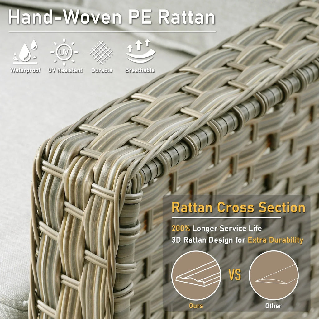 HOOOWOOO 2-delige tuinset met hoge rugleuning van gevlochten rotan