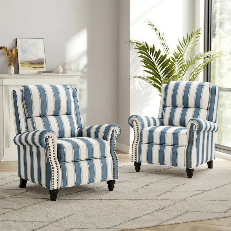Set di 2 poltrone reclinabili con seduta imbottita e borchie decorative