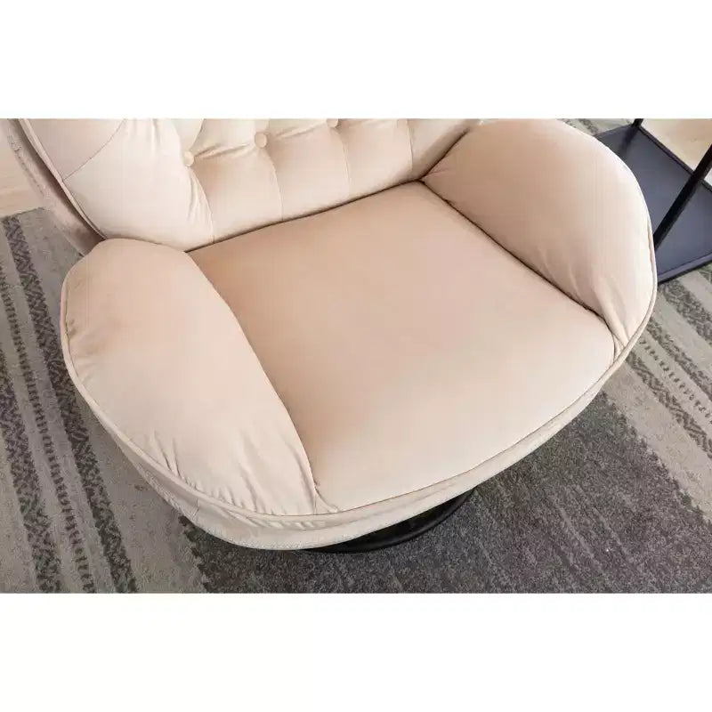 Okak Samt-Sessel mit Hocker, moderner Sessel ohne Armlehnen im Mid-Century-Stil, bequemer, weicher Sessel zum Fernsehen und Spielen
