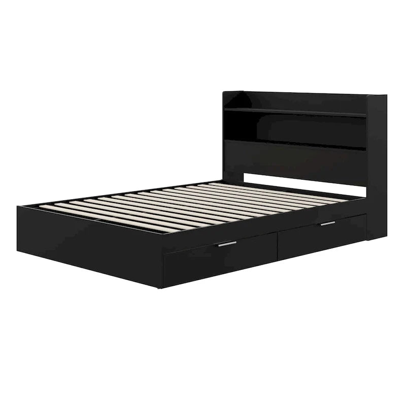 Letto con struttura a piattaforma Hunter con testiera