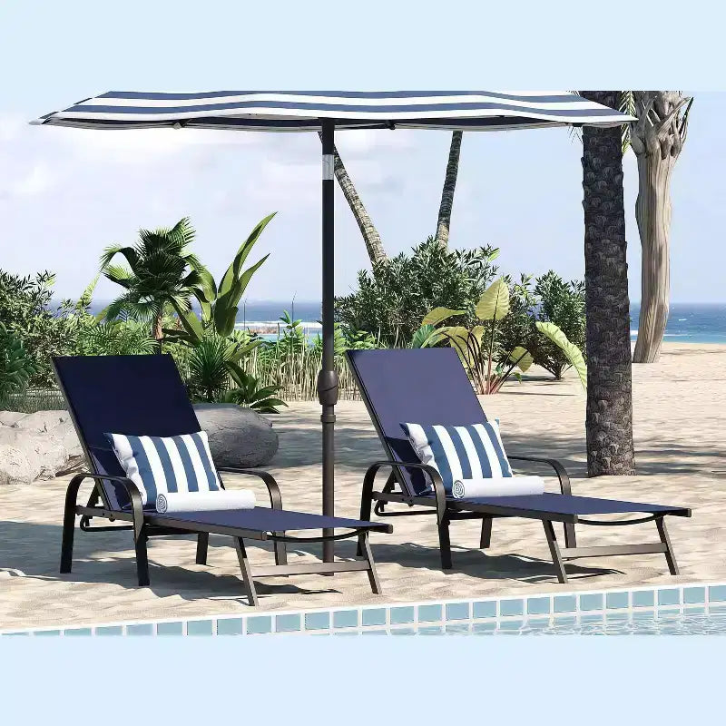 Set di 2 sedie a sdraio da esterno, reclinabili regolabili in 5 posizioni, tessuto Textilene, chaise longue da piscina da 76 per patio, giardino e bordo piscina