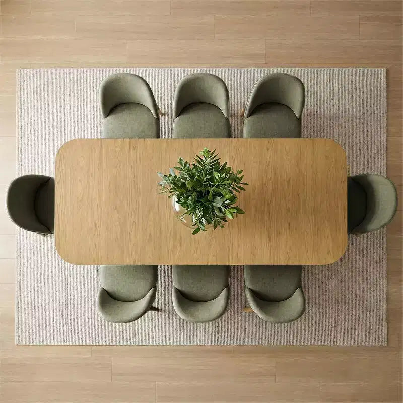 Ensemble de salle à manger de 9 pièces pour 8 personnes, table extensible à piètement en tréteau et chaises rembourrées avec pieds en bois massif-Panipeachy