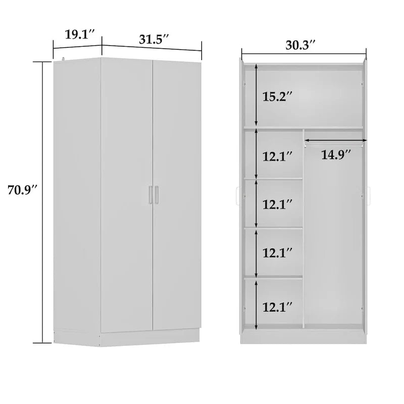 Armoire 5 niveaux avec 2 portes